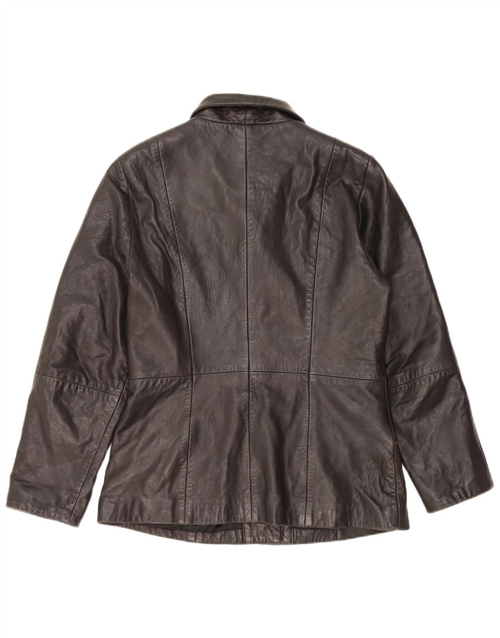 Jaqueta blazer feminina de couro com 3 botões MAURITIUS Reino Unido 18 XL couro preto