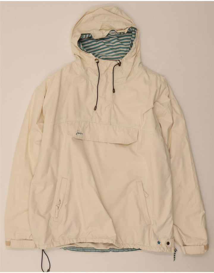 Jaqueta Anorak de grandes dimensões com capuz e capuz feminino Joules Reino Unido 16 grande poliéster branco