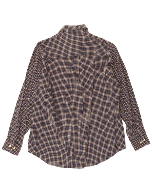 Camisa masculina de flanela Carrera tamanho 41/42 grande xadrez azul marinho