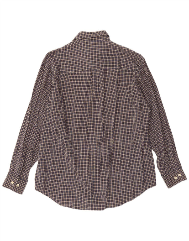 Camisa masculina de flanela Carrera tamanho 41/42 grande xadrez azul marinho