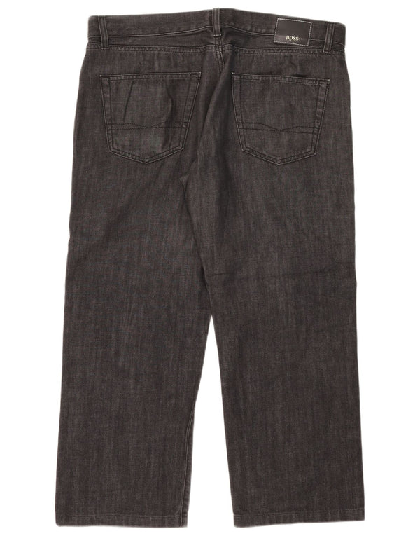 Hugo Boss Mens Straight Jeans W38 L26 Algodão Preto