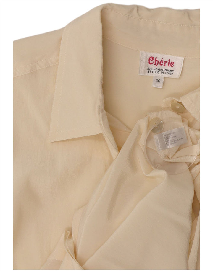 Cherie Blusa feminina manga curta IT 46 grande seda bege