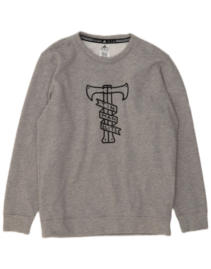 ADIDAS Mens Graphic Sweatshirt Jumper Médio Algodão Cinzento