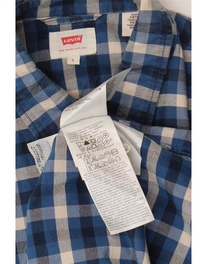 Camisa masculina Levi's pequena xadrez azul algodão