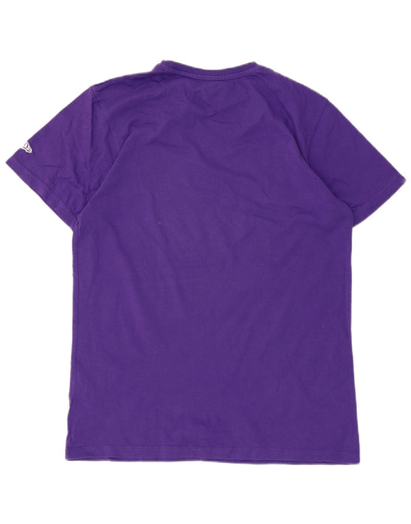 Camiseta masculina New Era Los Angeles Lakers com estampa gráfica de algodão roxo médio