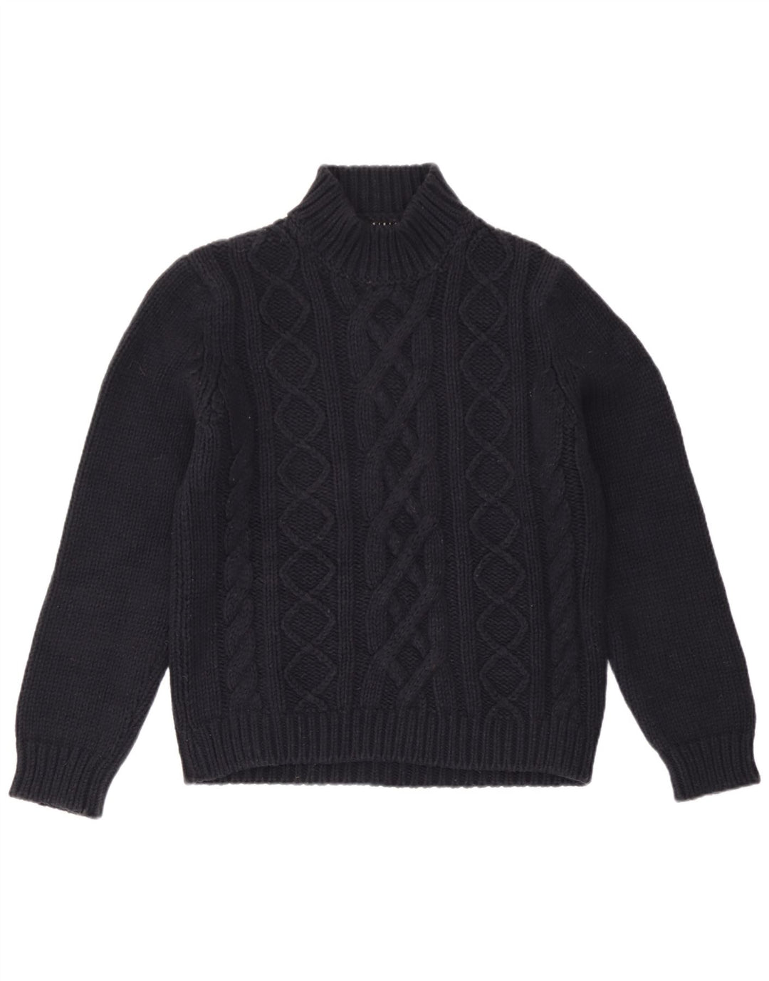 Suéter feminino Sisley com gola tartaruga Reino Unido 14 lã azul marinho médio