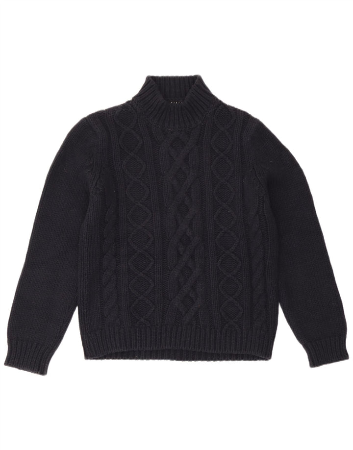 Suéter feminino Sisley com gola tartaruga Reino Unido 14 lã azul marinho médio