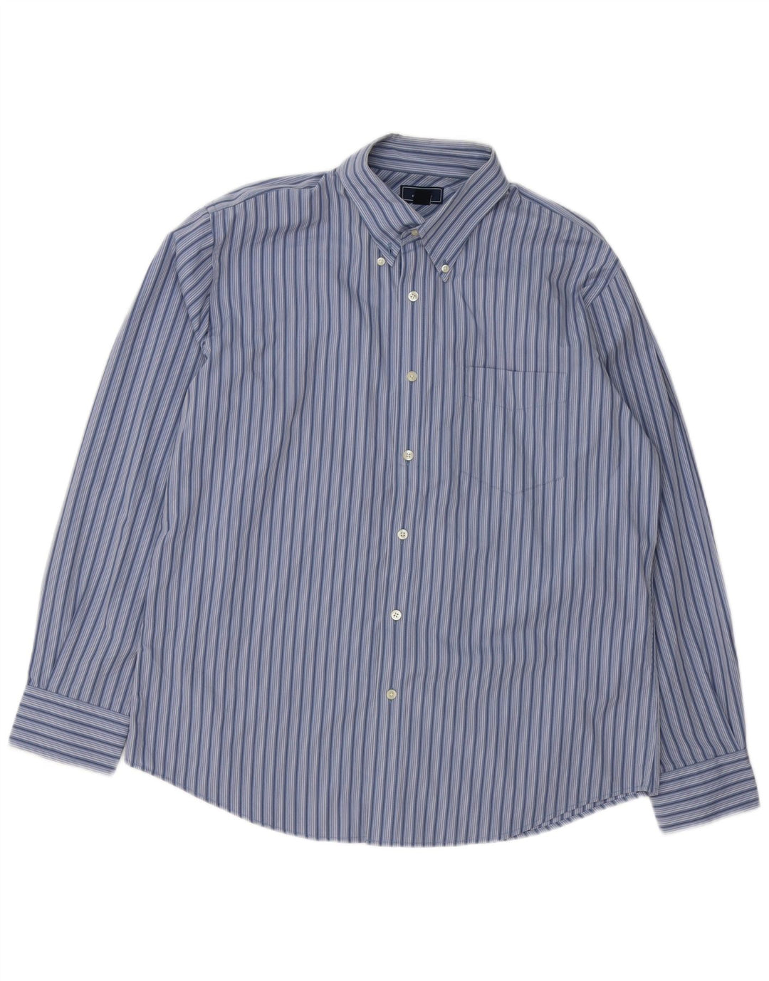 Camisa masculina DOCKERS tamanho 16 16 1/2 grande algodão listrado azul