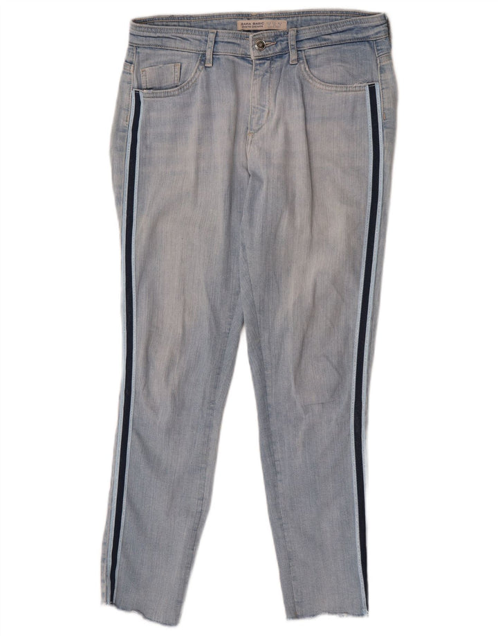 Zara Jeans Slim Feminino EU 38 Pequeno W28 L27 Azul Colorblock