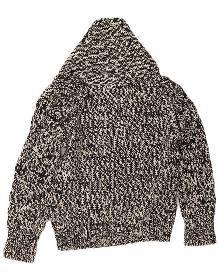 Suéter masculino Zara com gola xale e acrílico grande preto manchado