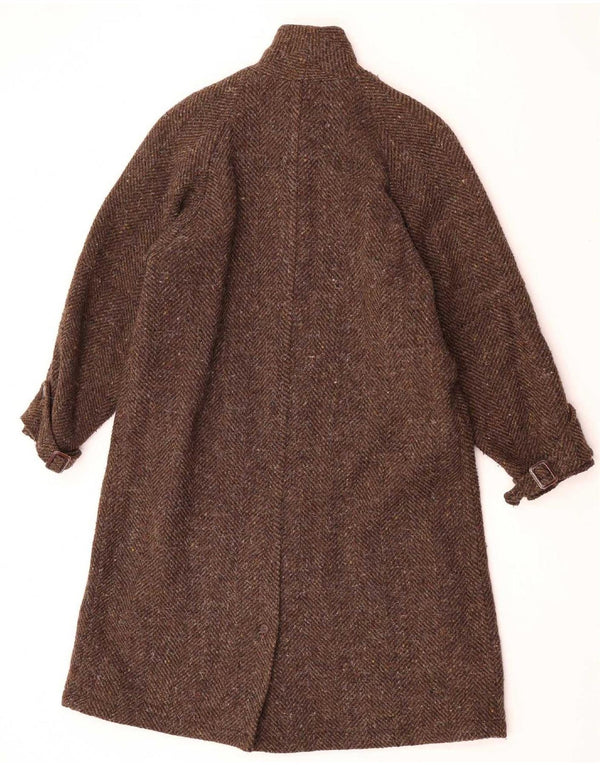 Sobretudo feminino vintage UK 12 lã de alpaca marrom médio