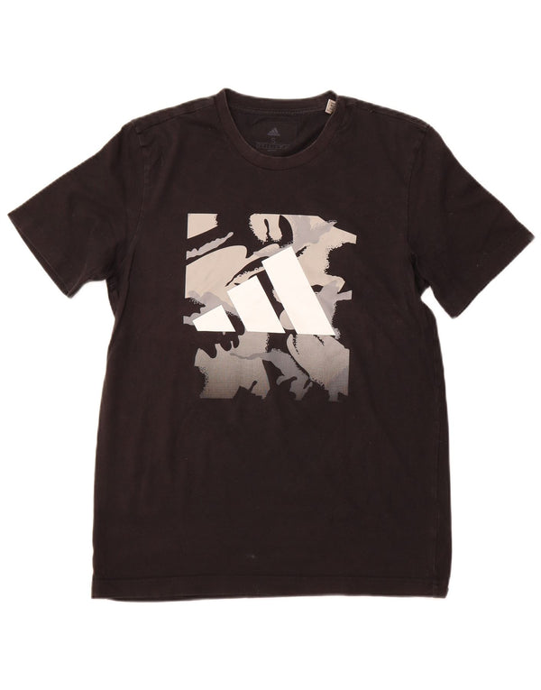 ADIDAS Mens Graphic T-Shirt Top Pequeno Algodão Preto
