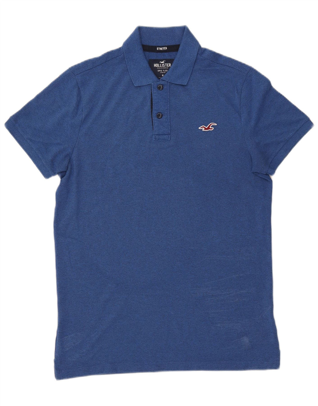 Camisa polo masculina Hollister Stretch azul médio