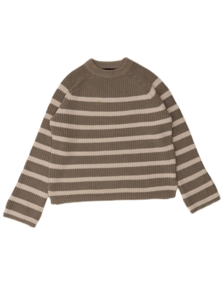 Suéter feminino Marks & Spencer com gola redonda e listrado cinza pequeno Reino Unido 10