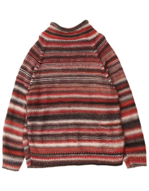 Suéter vintage masculino com gola tartaruga listrado médio multicolorido