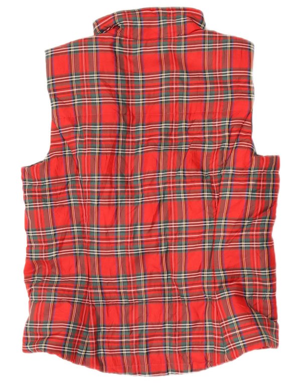 Chaps Womens Gilet acolchoado UK 14 poliéster xadrez vermelho médio