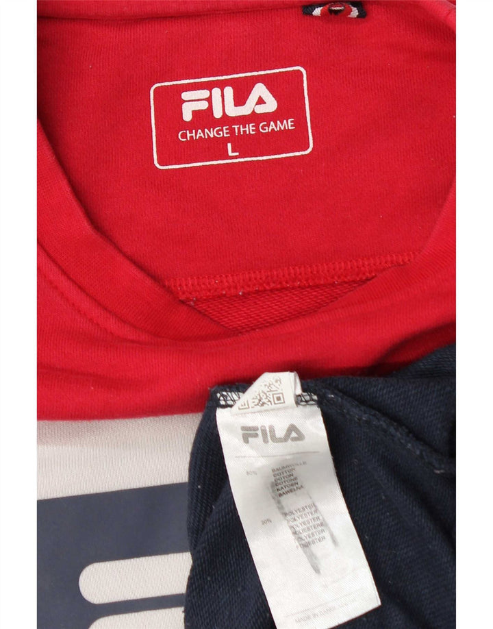 Fila Moletom Gráfico Masculino Jumper Grande Multicolorido Colorblock Algodão