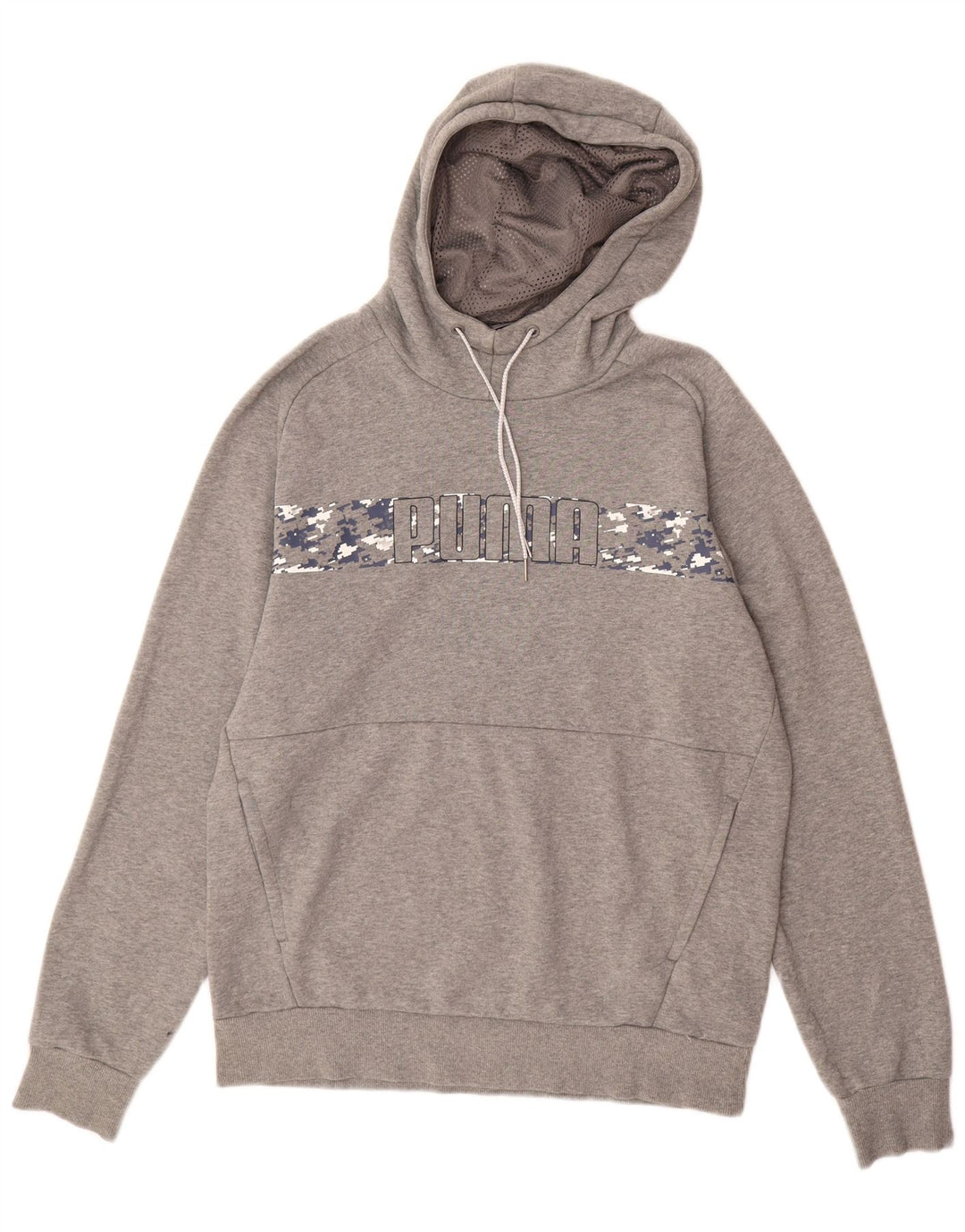 PUMA Mens Graphic Hoodie Jumper Médio Algodão Cinza