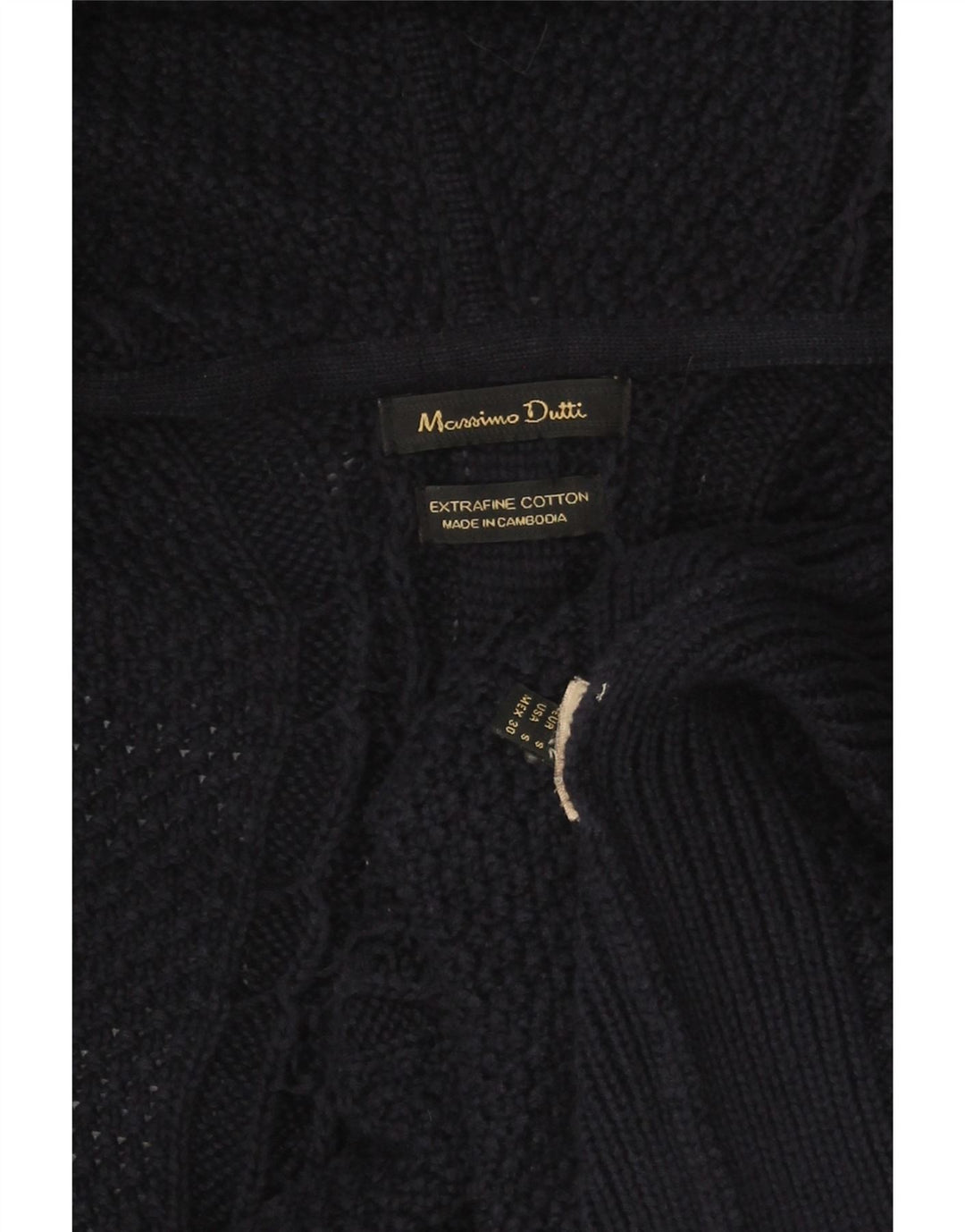 Suéter cardigã feminino MASSIMO DUTTI com palangre Reino Unido 10 pequeno azul marinho