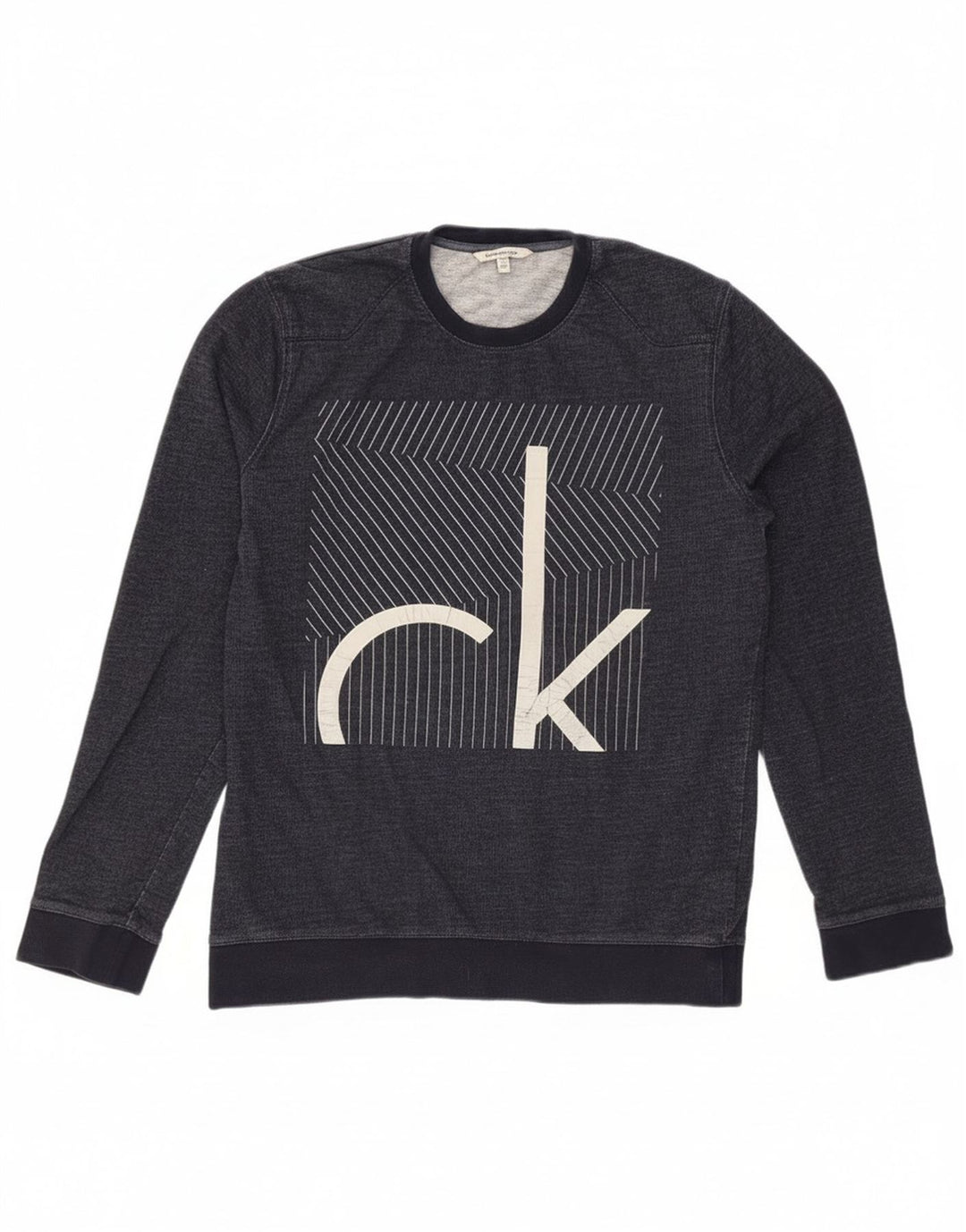Calvin Klein Jeans Masculino moletom gráfico jumper médio azul marinho
