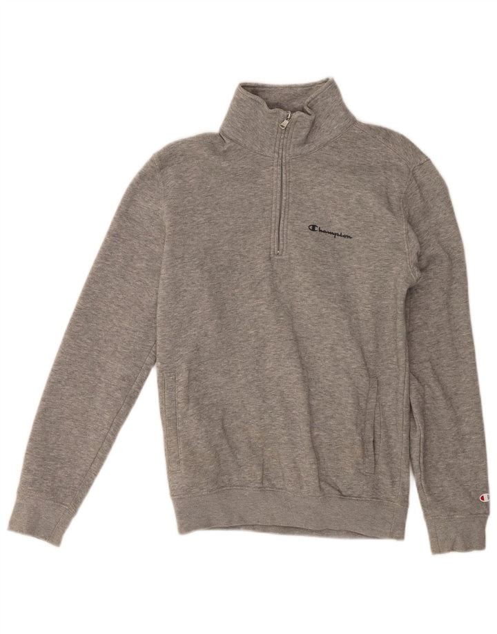 CHAMPION Suéter masculino com zíper e pescoço XS algodão cinza