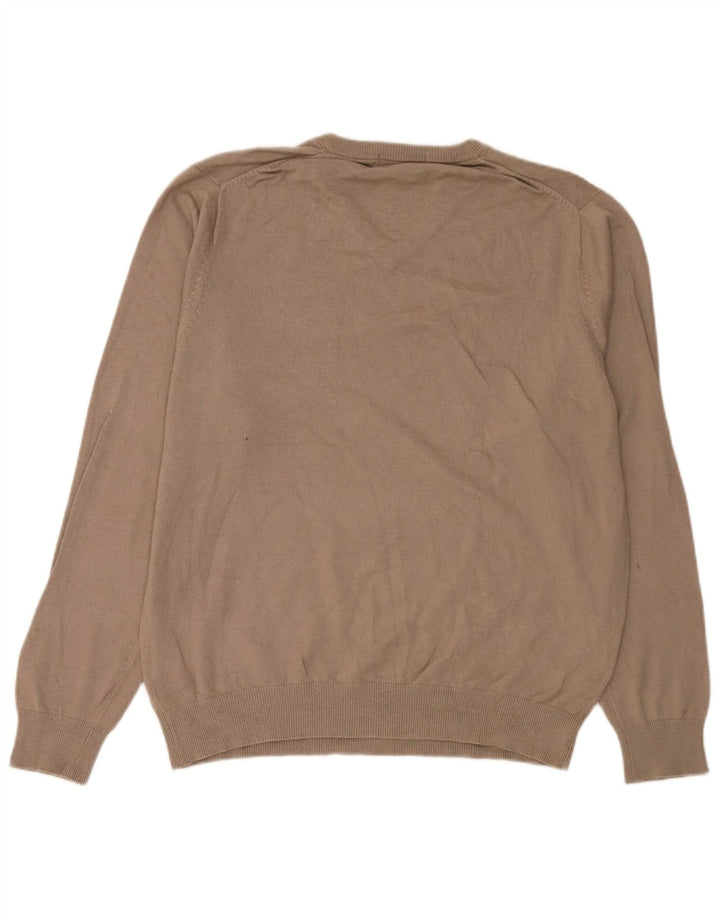 Suéter masculino Marks & Spencer com decote em V, grande viscose marrom