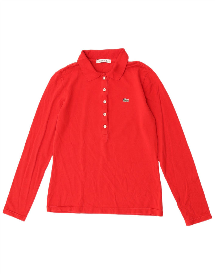 Lacoste camisa polo feminina de manga comprida tamanho 40 médio algodão vermelho