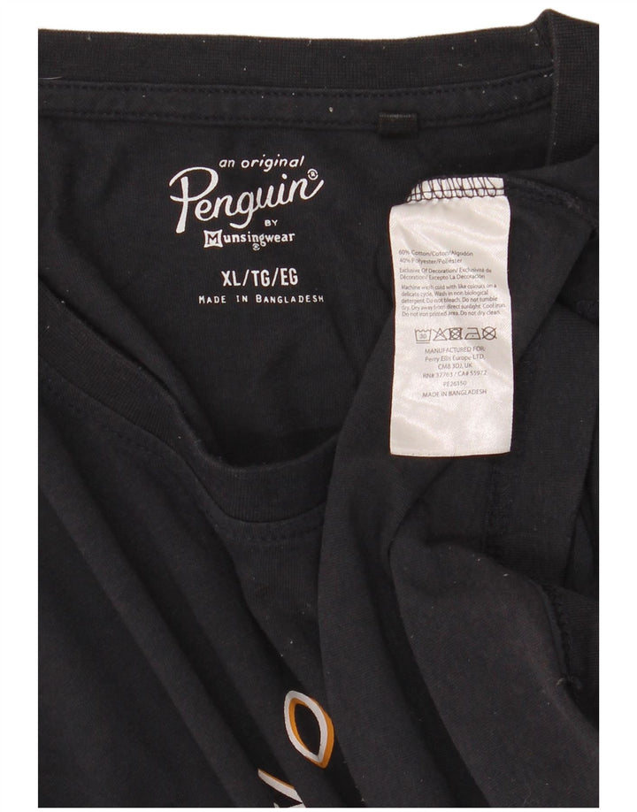 Camiseta gráfica masculina Penguin Top XL algodão preto