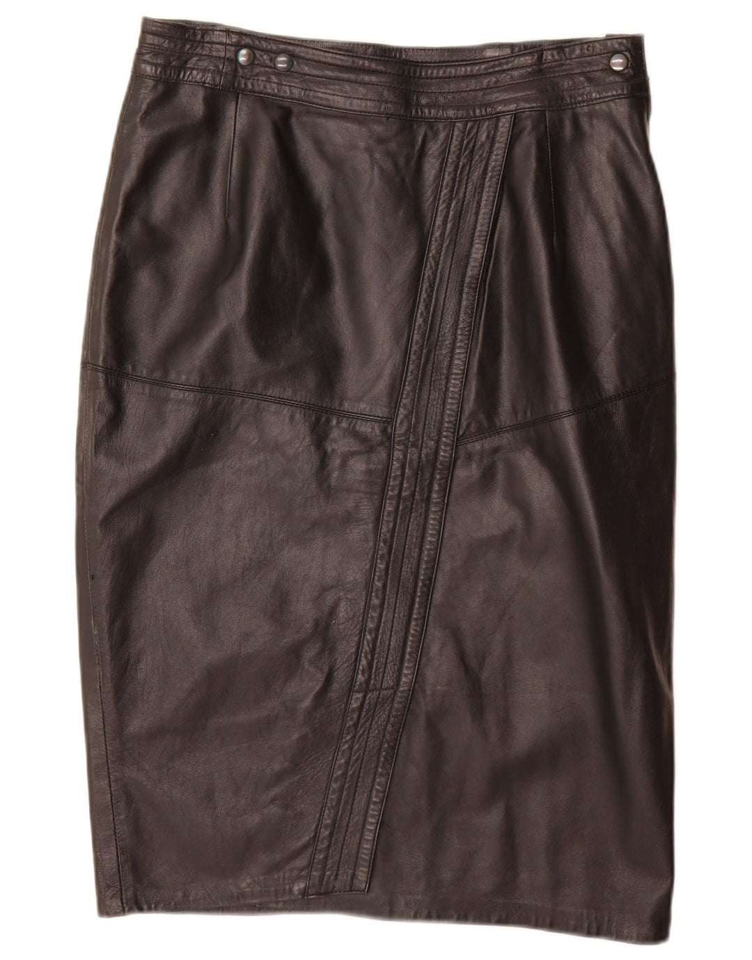 Saia lápis feminina vintage de couro W32 grande preta