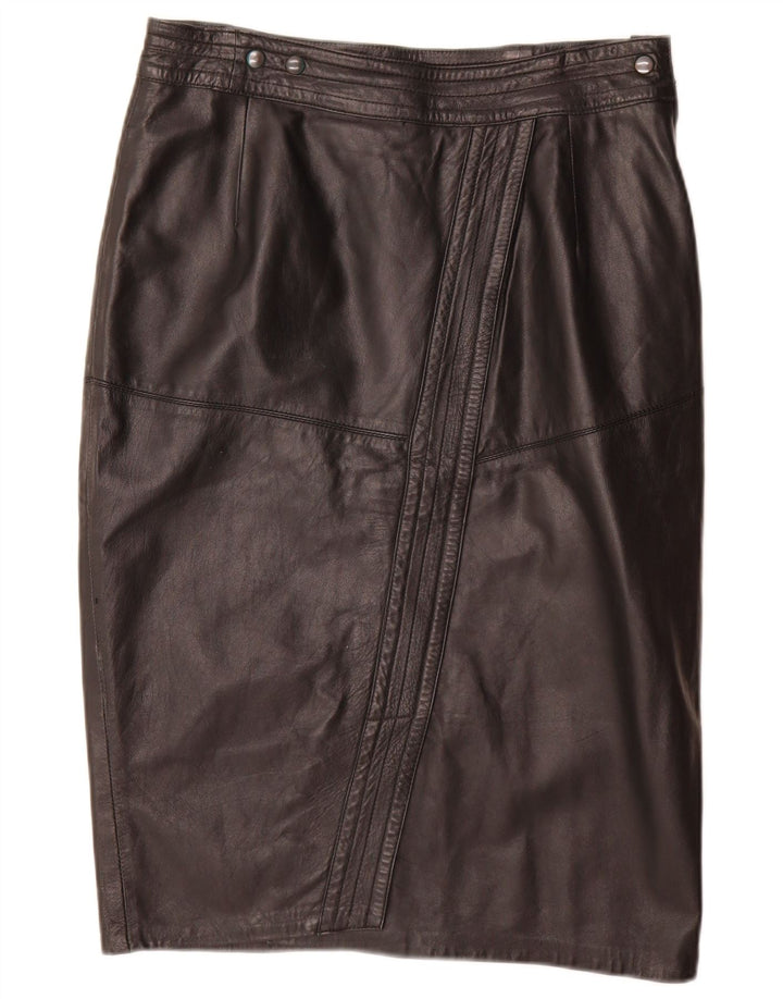 Saia lápis feminina vintage de couro W32 grande preta