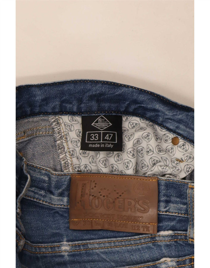 Shorts jeans masculino Roy Rogers desgastado W33 algodão azul médio