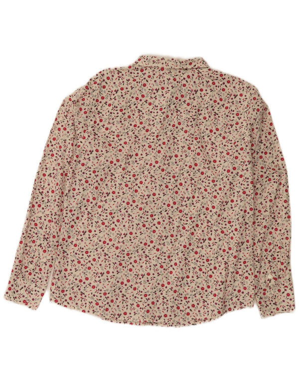 Camisa feminina Benetton UK 16 grande branca floral