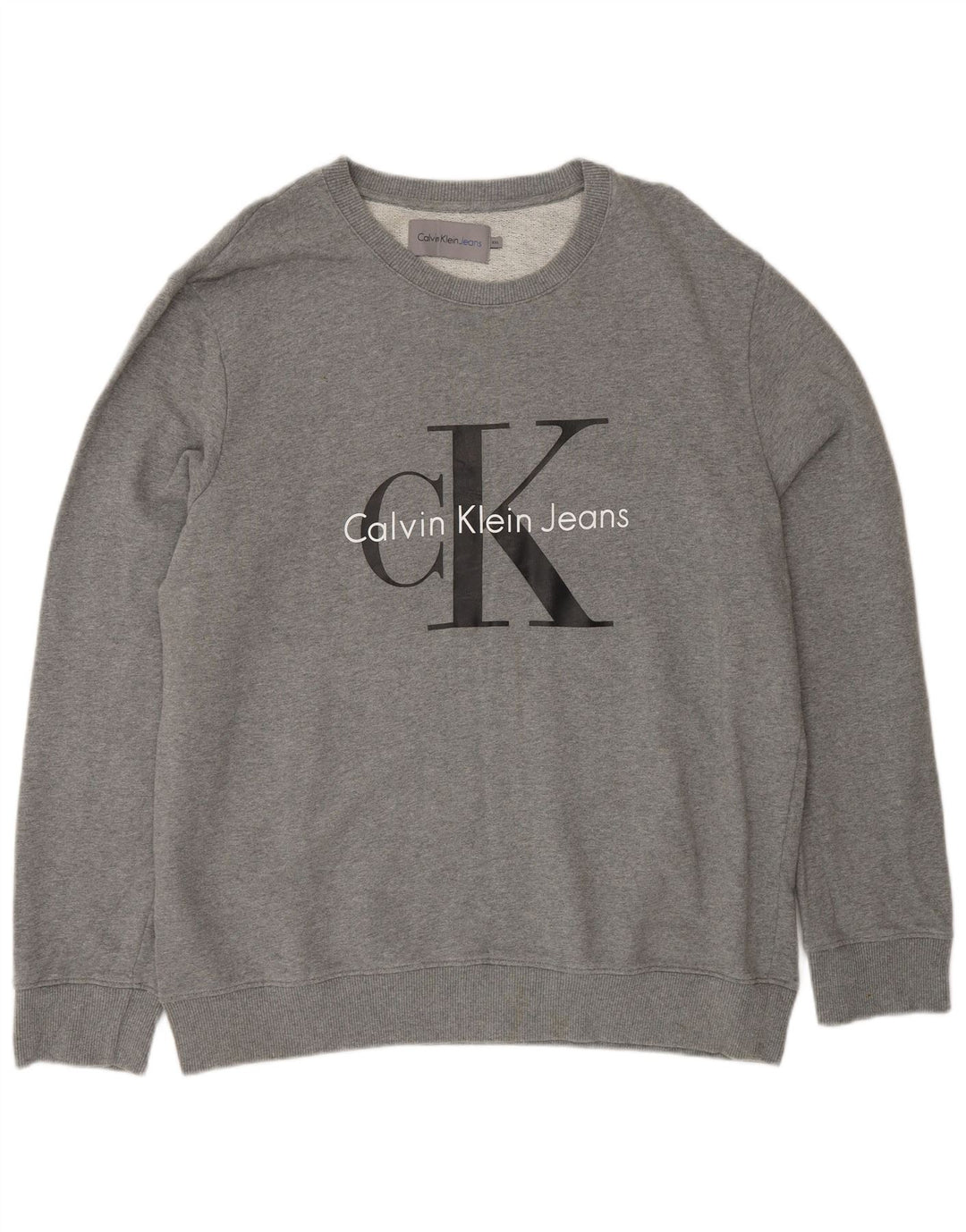 CALVIN KLEIN JEANS Suéter gráfico masculino 2XL algodão cinza
