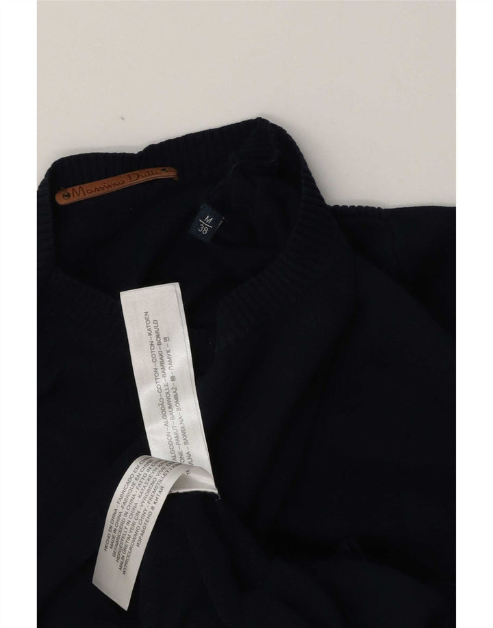 Suéter masculino Massimo Dutti com gola redonda, algodão azul marinho médio