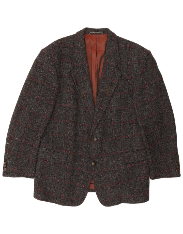 Jaqueta Blazer Scirocco Masculina Harris Tweed 2 Botões Reino Unido 40 Grande Cinza Xadrez