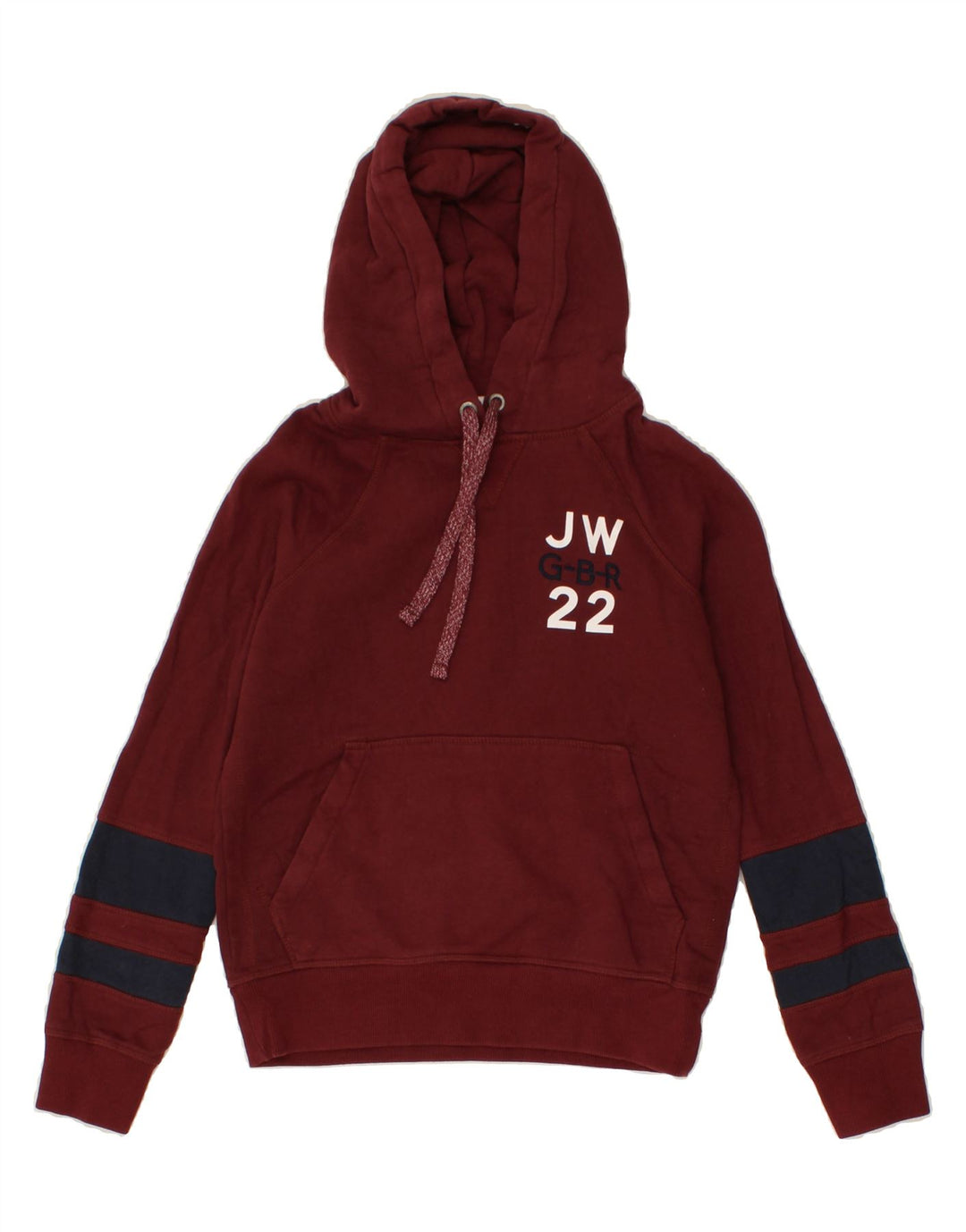 JACK WILLS Womens Graphic Hoodie Jumper UK 4 XS Burgundy Cotton Vintage Jack Wills and Second-Hand Jack Wills from Messina Hembry 