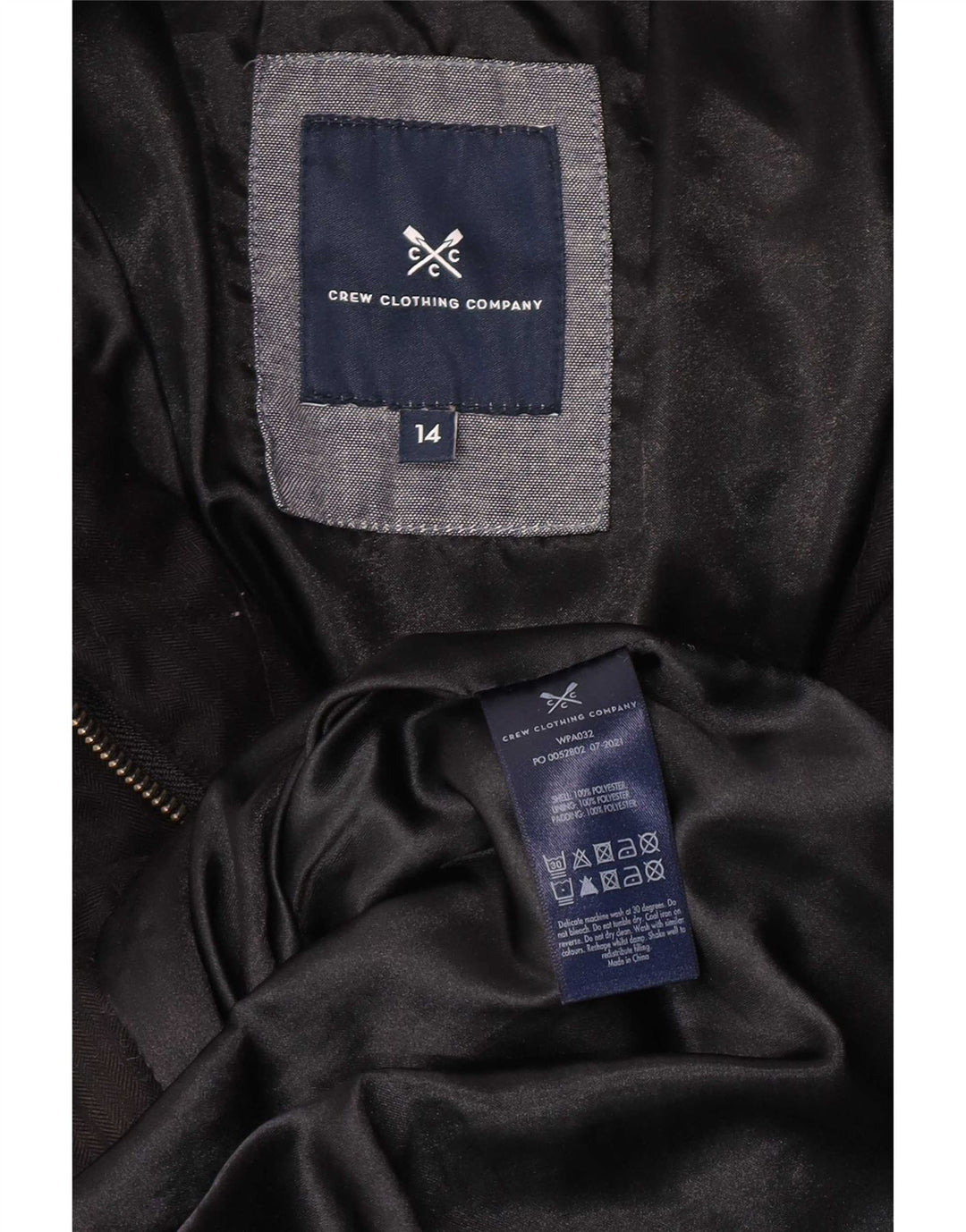Casaco acolchoado feminino com capuz e ajuste regular da Crew Clothing UK 14 médio preto