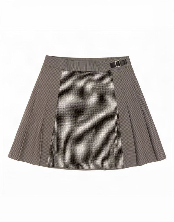 Saia feminina Marks & Spencer A-Line UK 14 grande W34 preta Houndstooth