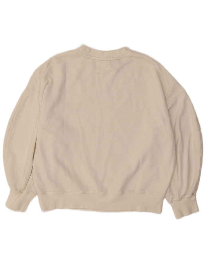 Puma moletom feminino oversized jumper UK 10 pequeno algodão branco