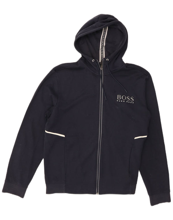 Suéter masculino Hugo Boss com capuz e zíper gráfico XL azul marinho algodão