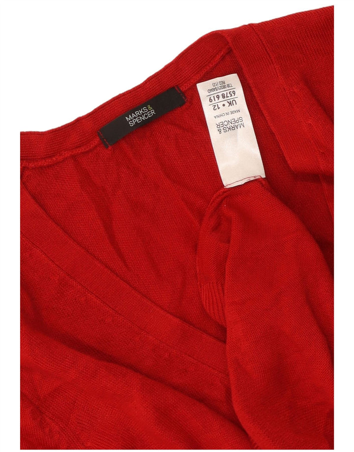Suéter cardigã feminino MARKS & SPENCER Reino Unido 12 acrílico vermelho médio
