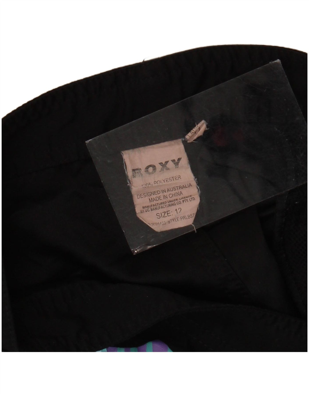 ROXY Shorts feminino casual gráfico EUA 12 grande W34 poliéster preto