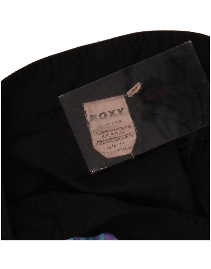 ROXY Shorts feminino casual gráfico EUA 12 grande W34 poliéster preto