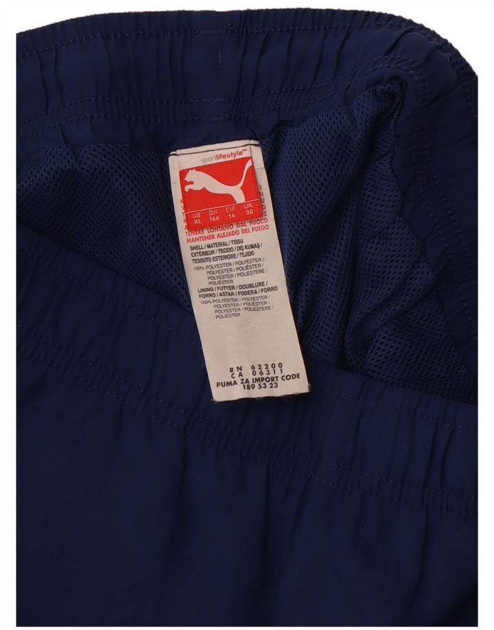 Shorts esportivos gráficos PUMA para meninos 11-12 anos azul marinho poliéster