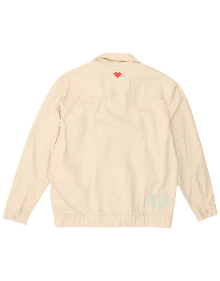 Adidas Mens Bomber Jacket UK 36 Pequeno Off White Algodão