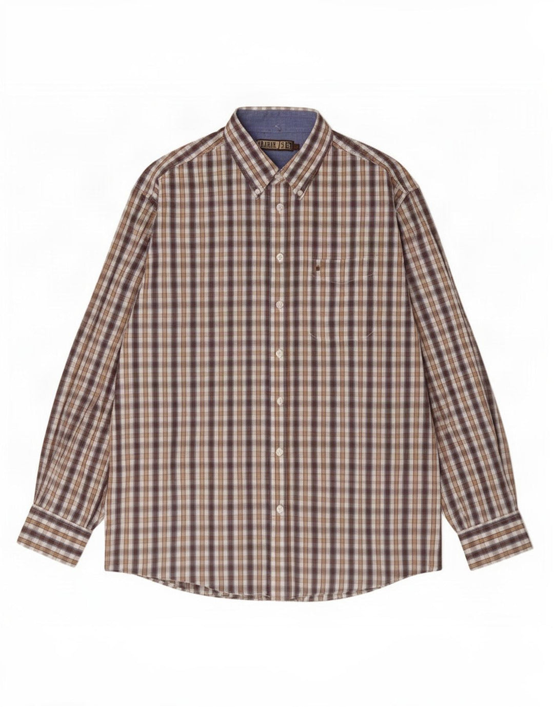 Camisa masculina Farah grande xadrez marrom