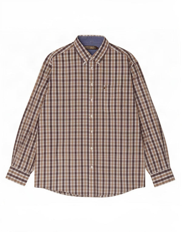 Camisa masculina Farah grande xadrez marrom