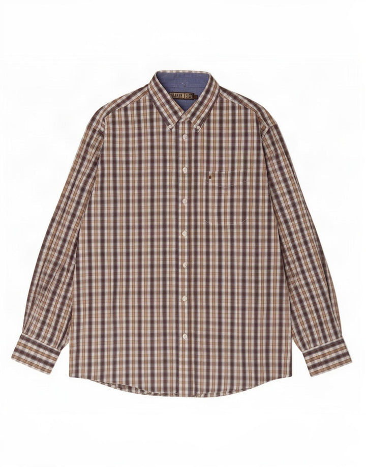 Camisa masculina Farah grande xadrez marrom