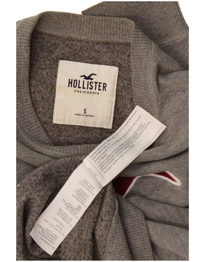 Hollister moletom masculino gráfico jumper pequeno algodão cinza