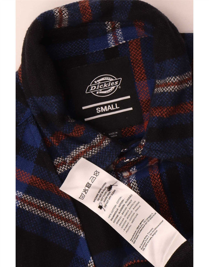 Camisa masculina de flanela Dickies pequena xadrez azul marinho de algodão